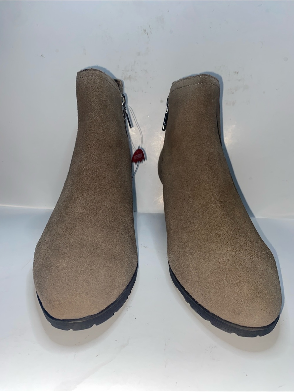 Blondo Taupe Suede Ankle Booties with Side Zip